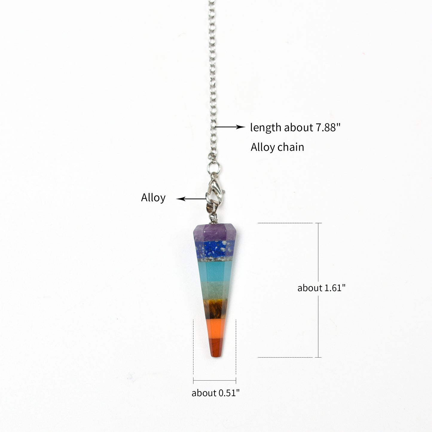 7 Chakra  Pendulum Reiki Chip Natural Stone Pendant