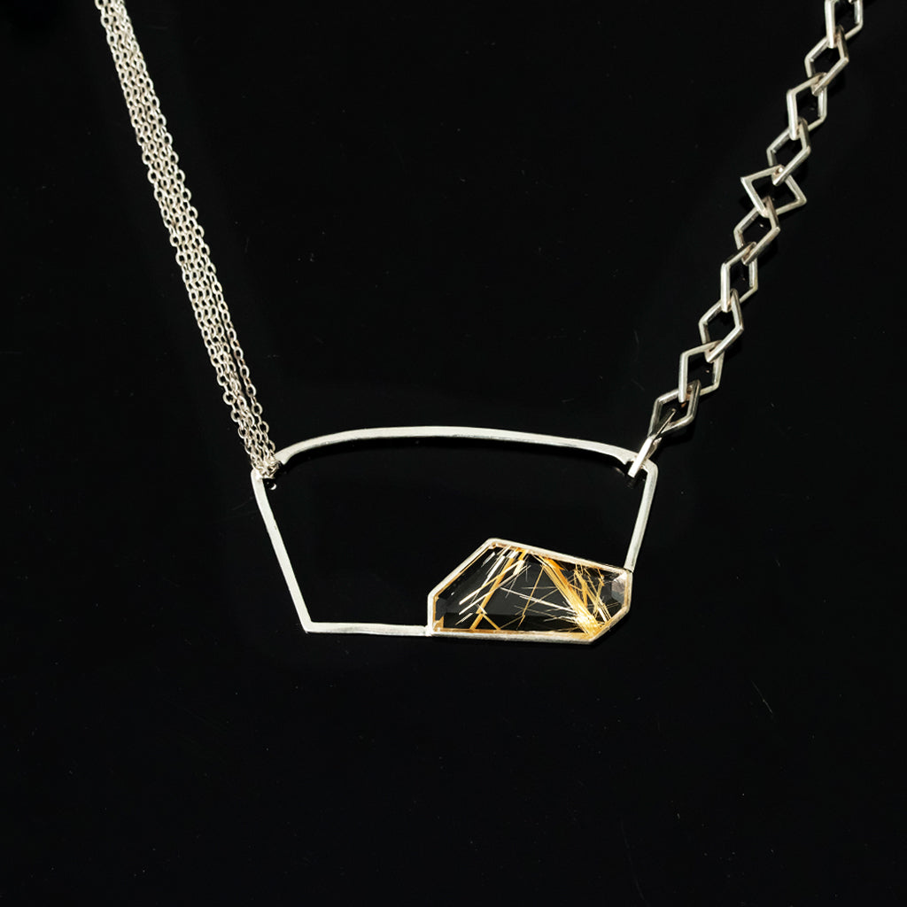 High-end design titanium gold and silver inlaid pendant