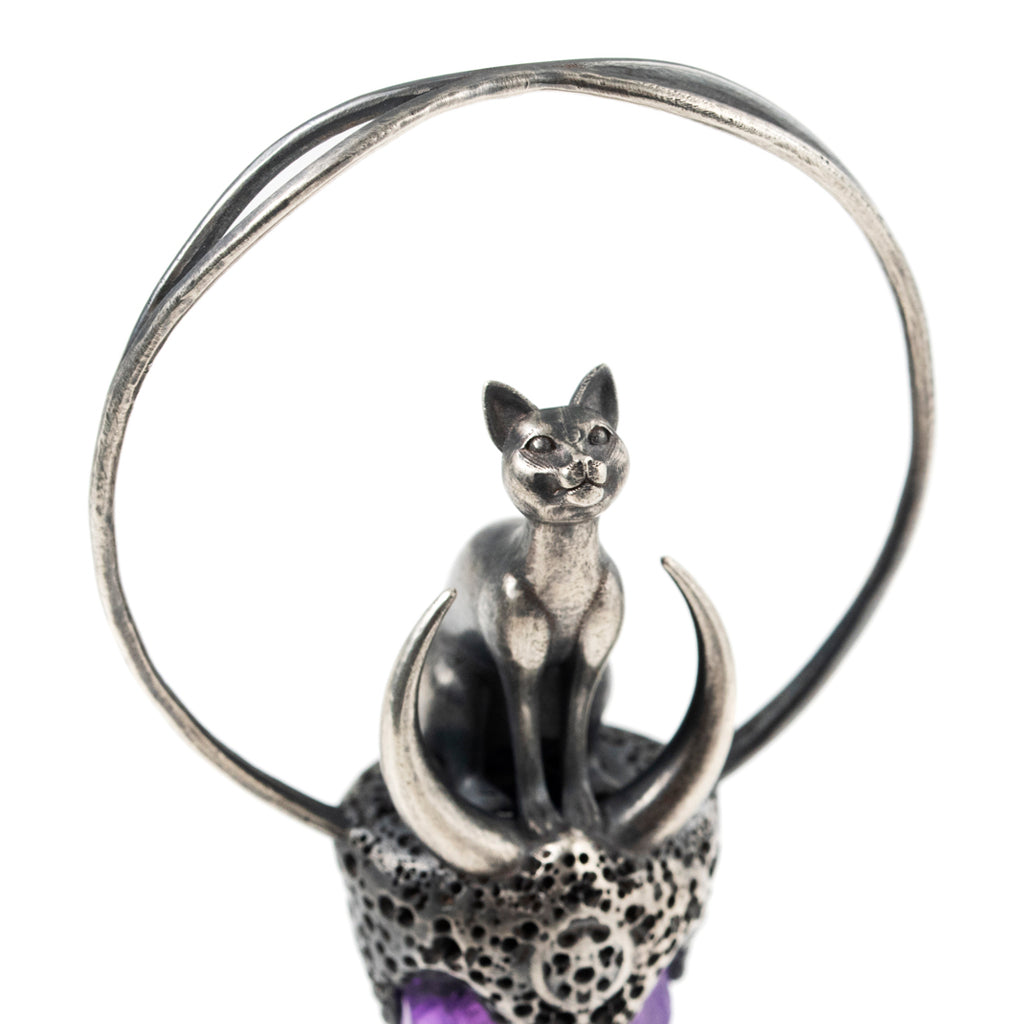 High-end design punk style amethyst pendant Demon Cat