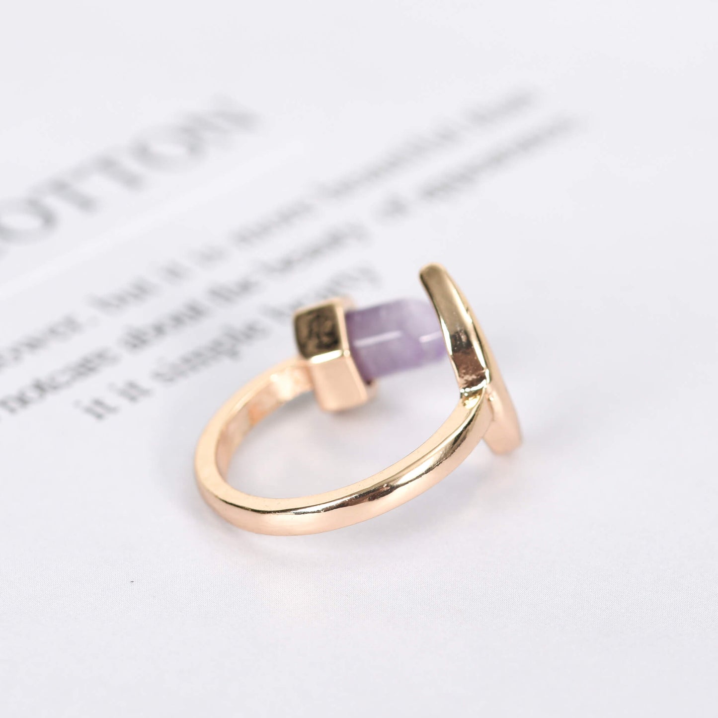 Amethyst Ring Horns of the Moon Metal ring Crystal Ring Production models Wholesale