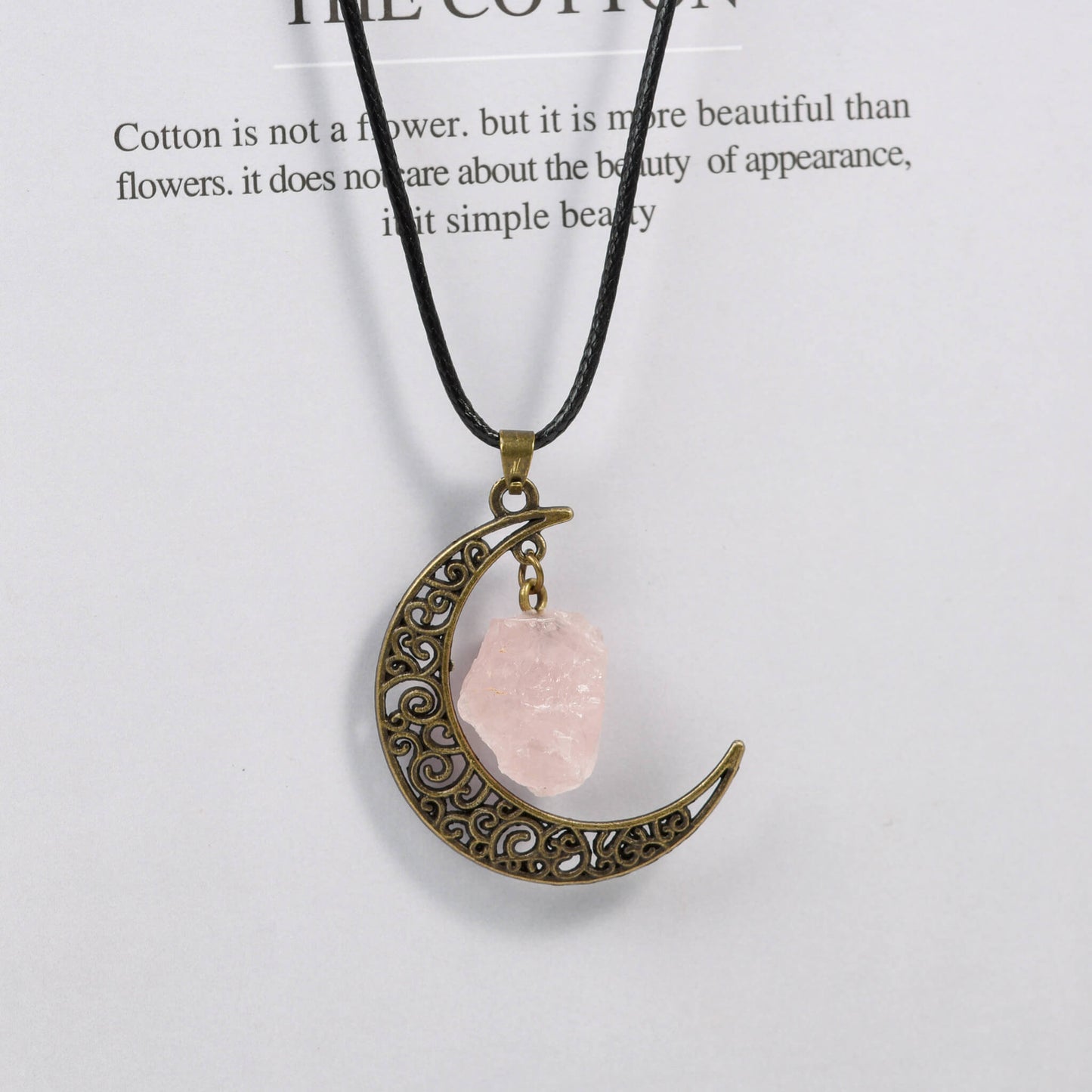 Natural crystal raw stone moon pendant