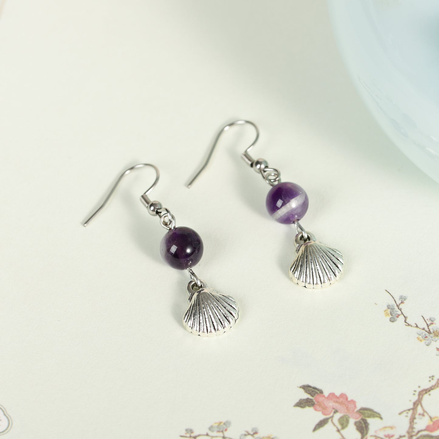 Shell earrings crystal natural Alloy Scallop Shell Earrings wholesale