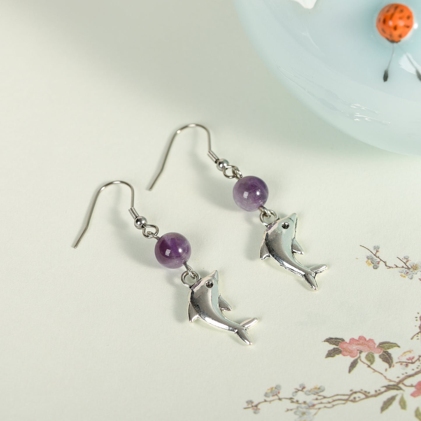 Natural Crystal Dolphin Earrings Jewelry Create personalized wholesale