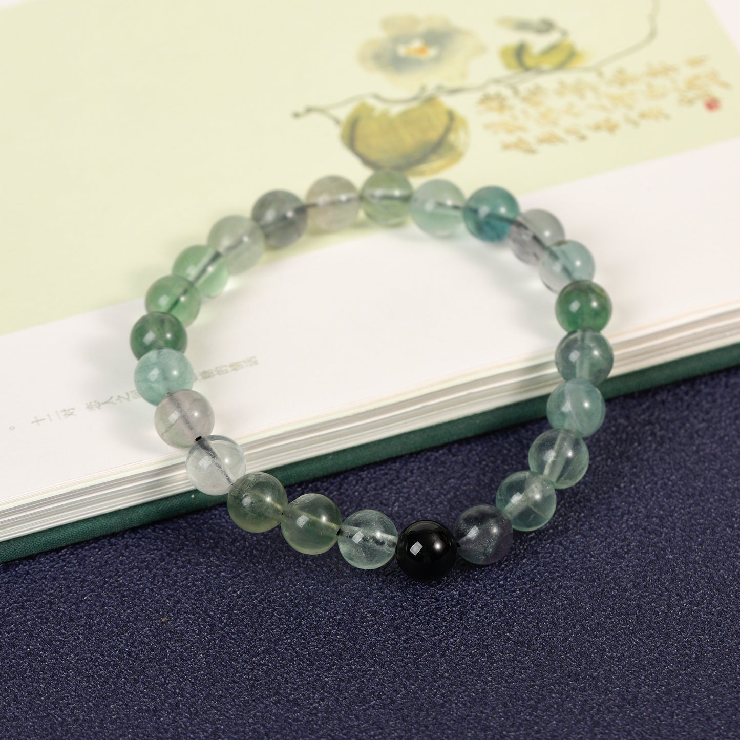 Cross-border foreign trade hand string stone beaded bracelet obsidian beads green Dongling agate pine stone bracelet accessories wholesale