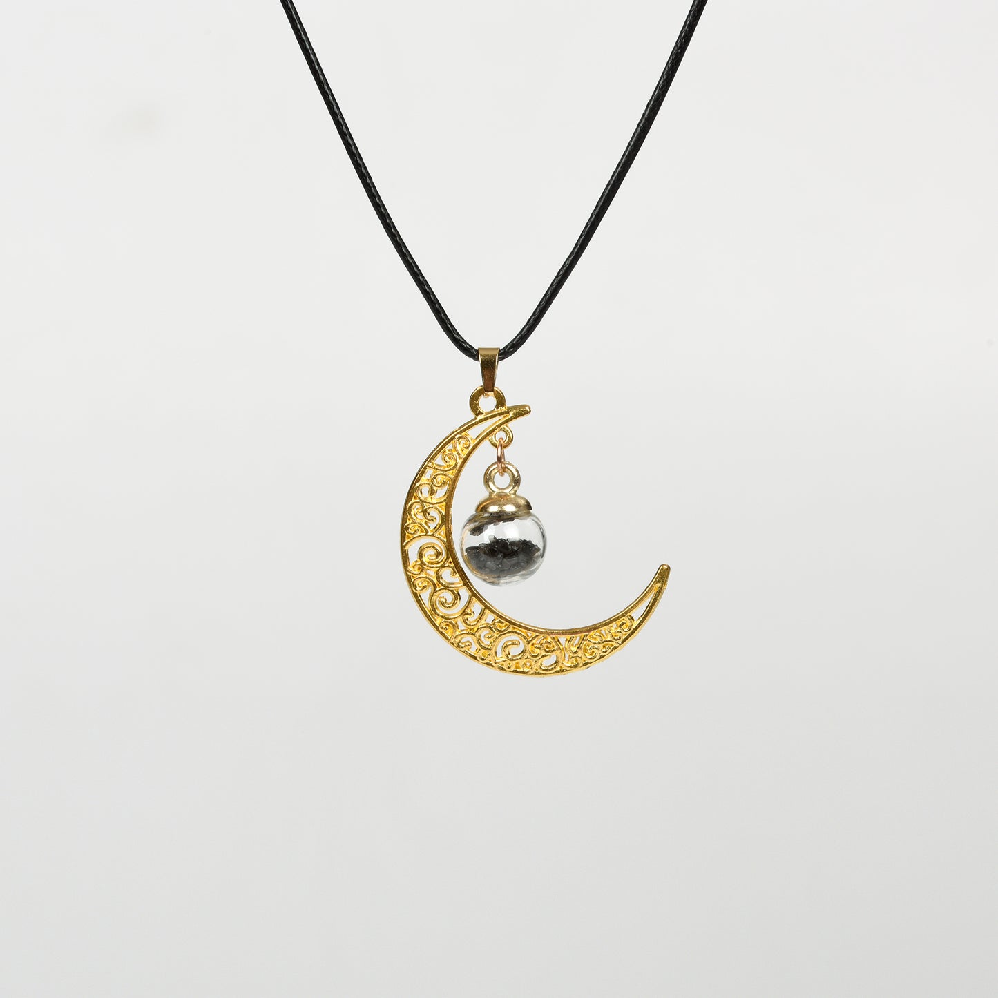 Glass ball moon necklace Retro moon women's niche pendant