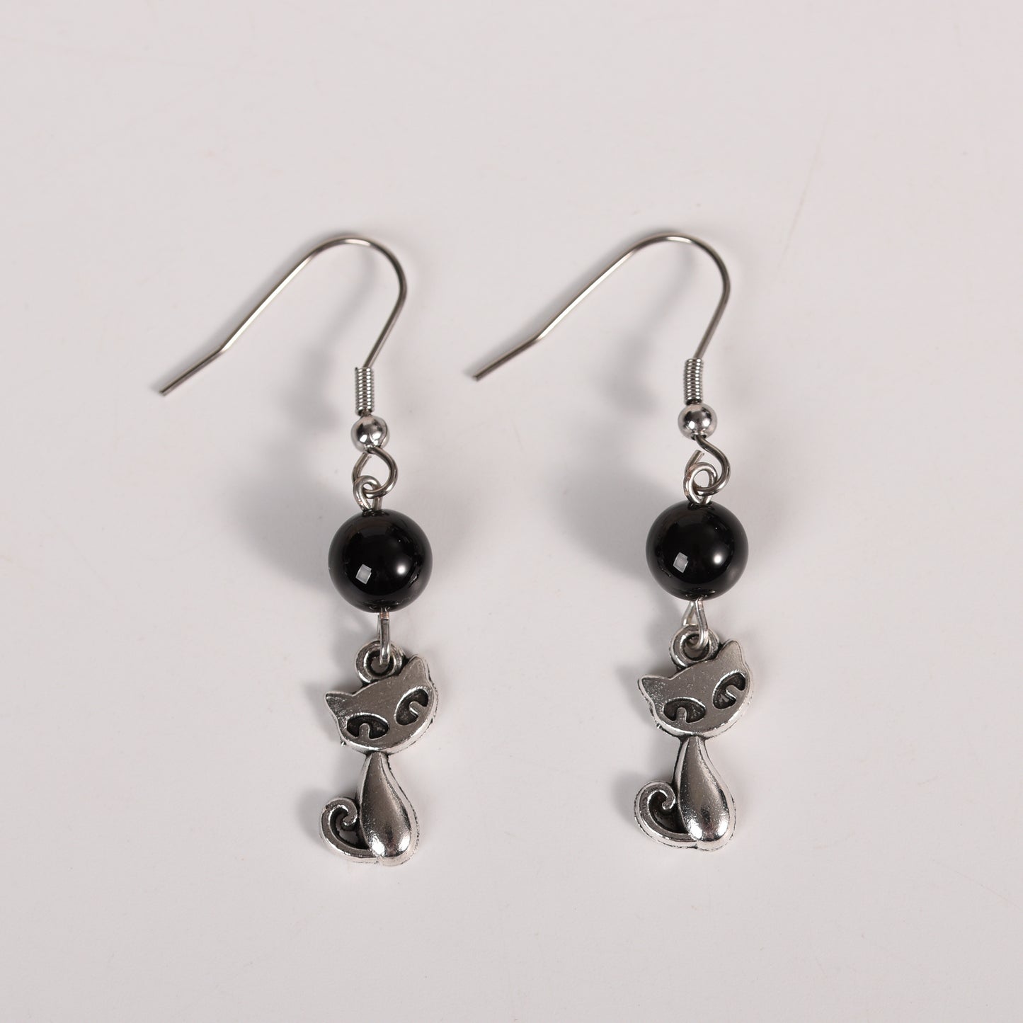 Natural Crystal Cat Earrings Silver Jewelry Create personalized