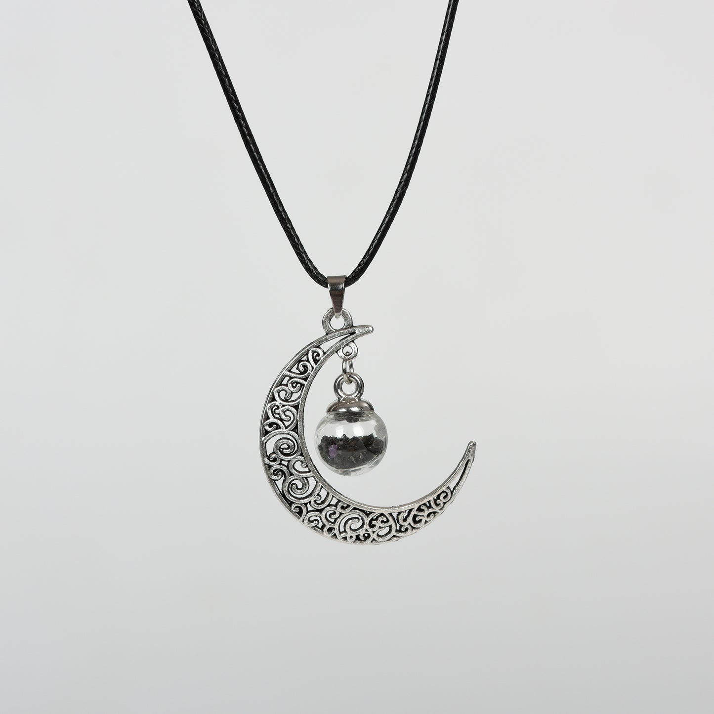 Glass ball moon necklace Retro moon women's niche pendant