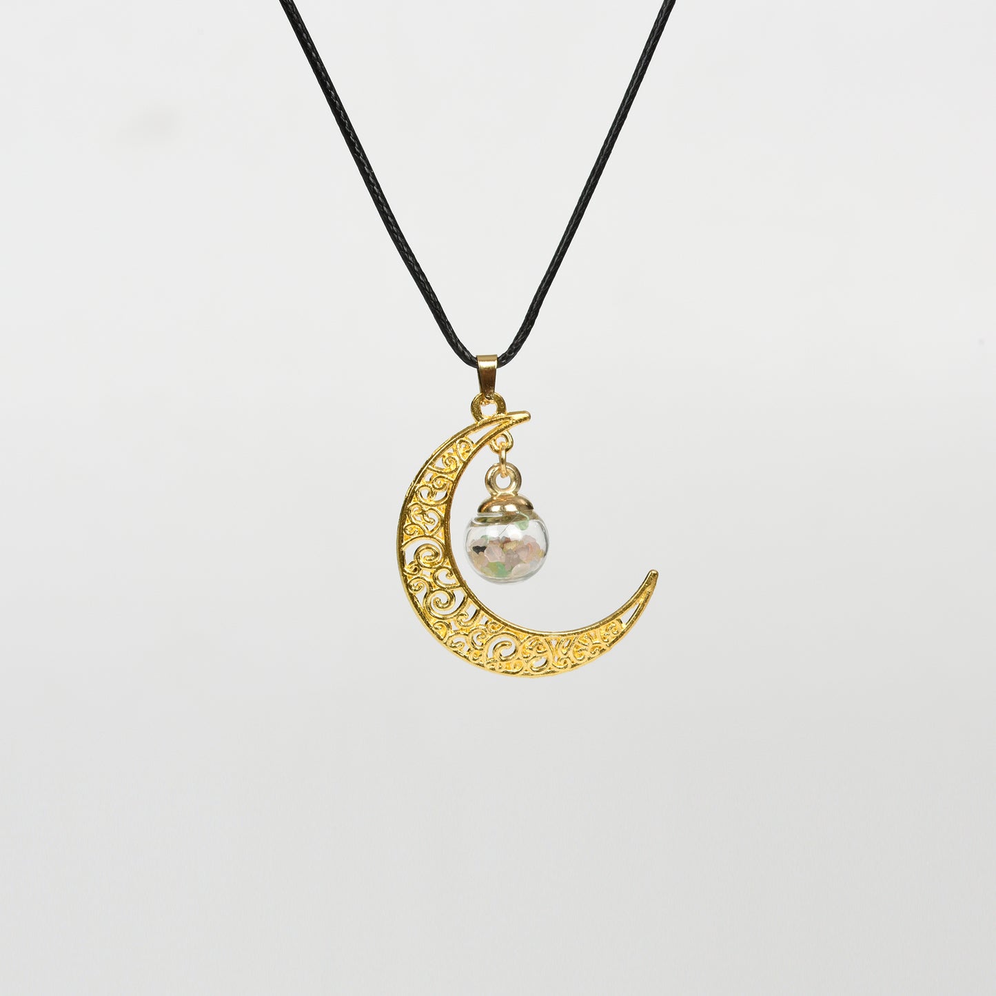 Glass ball moon necklace Retro moon women's niche pendant