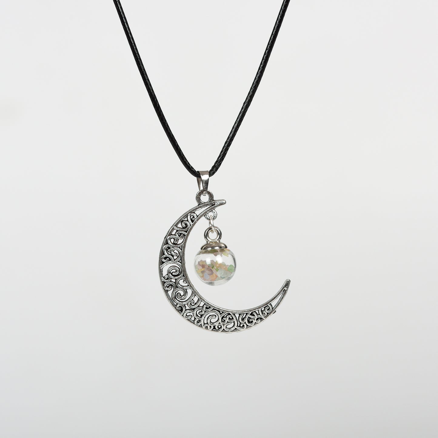 Glass ball moon necklace Retro moon women's niche pendant