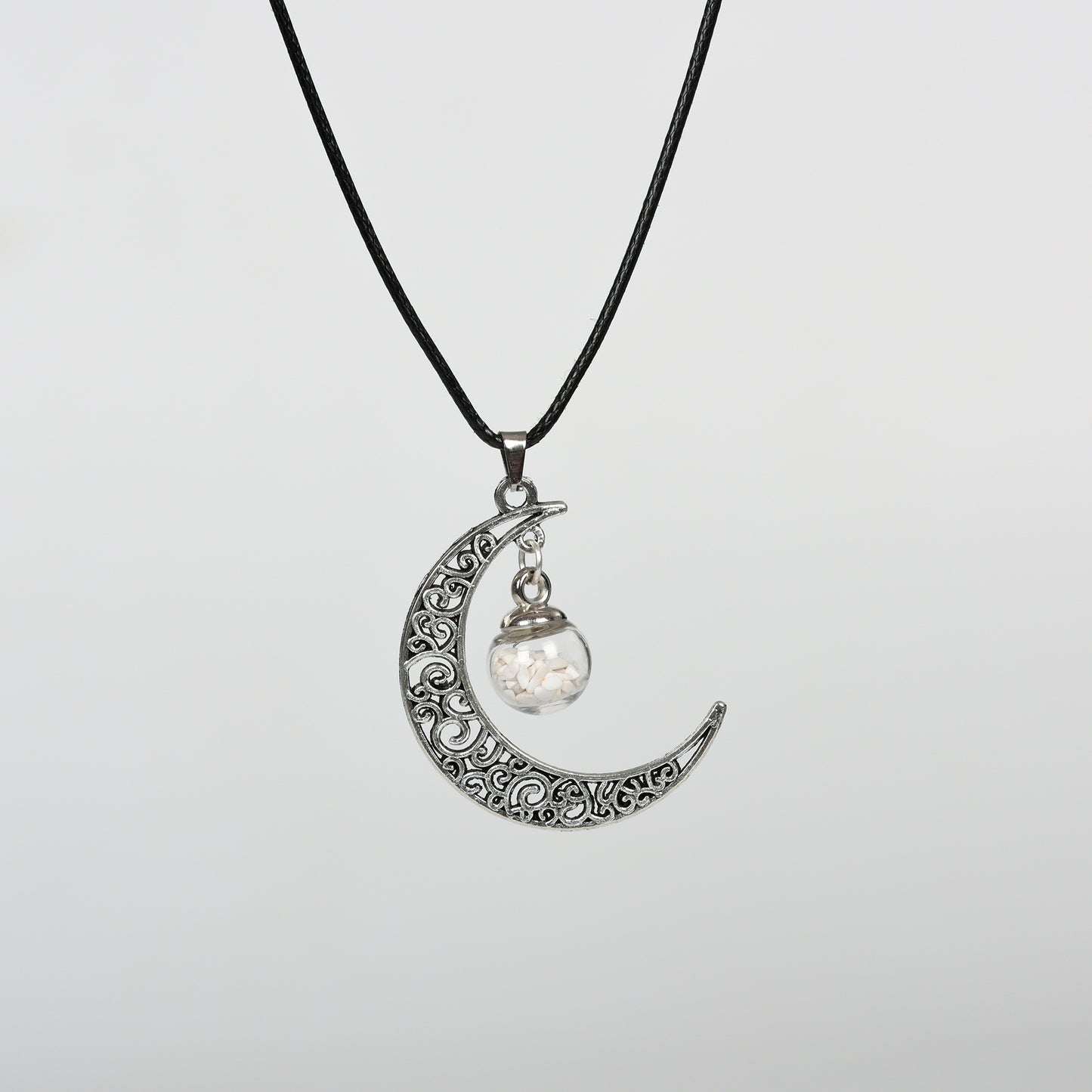 Glass ball moon necklace Retro moon women's niche pendant