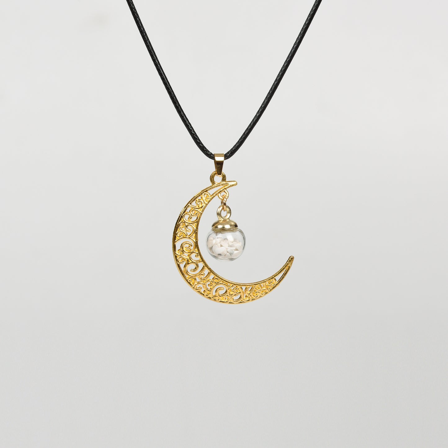 Glass ball moon necklace Retro moon women's niche pendant