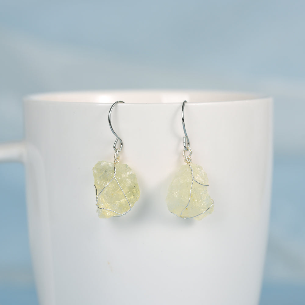 Natural crystal mixed with irregular rough stone earrings Creative simple ladies handmade earrings