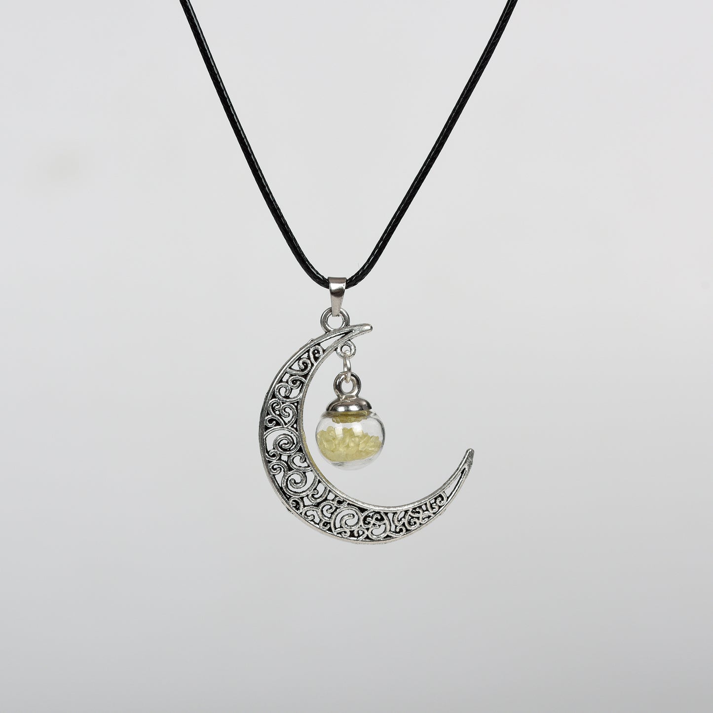 Glass ball moon necklace Retro moon women's niche pendant