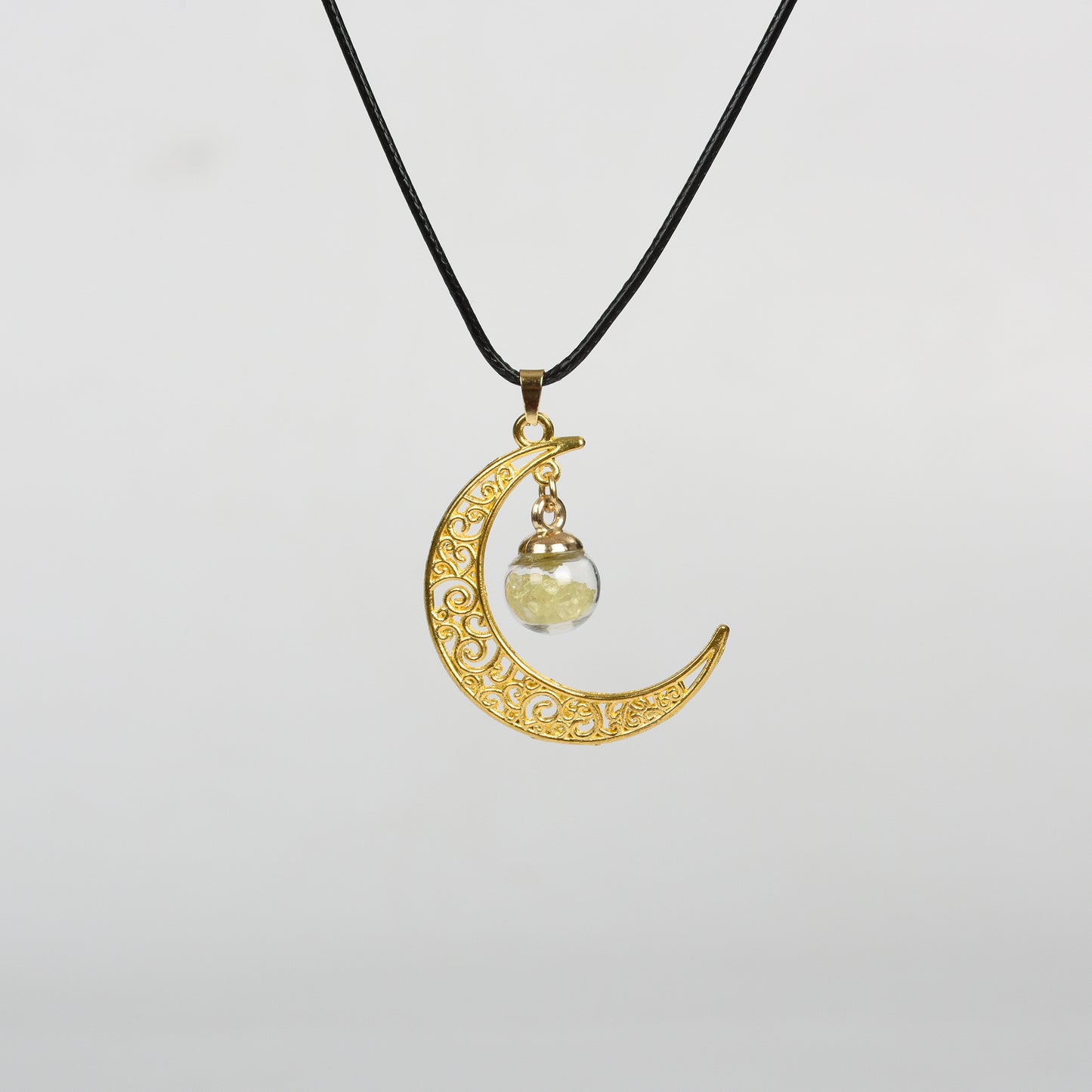 Glass ball moon necklace Retro moon women's niche pendant