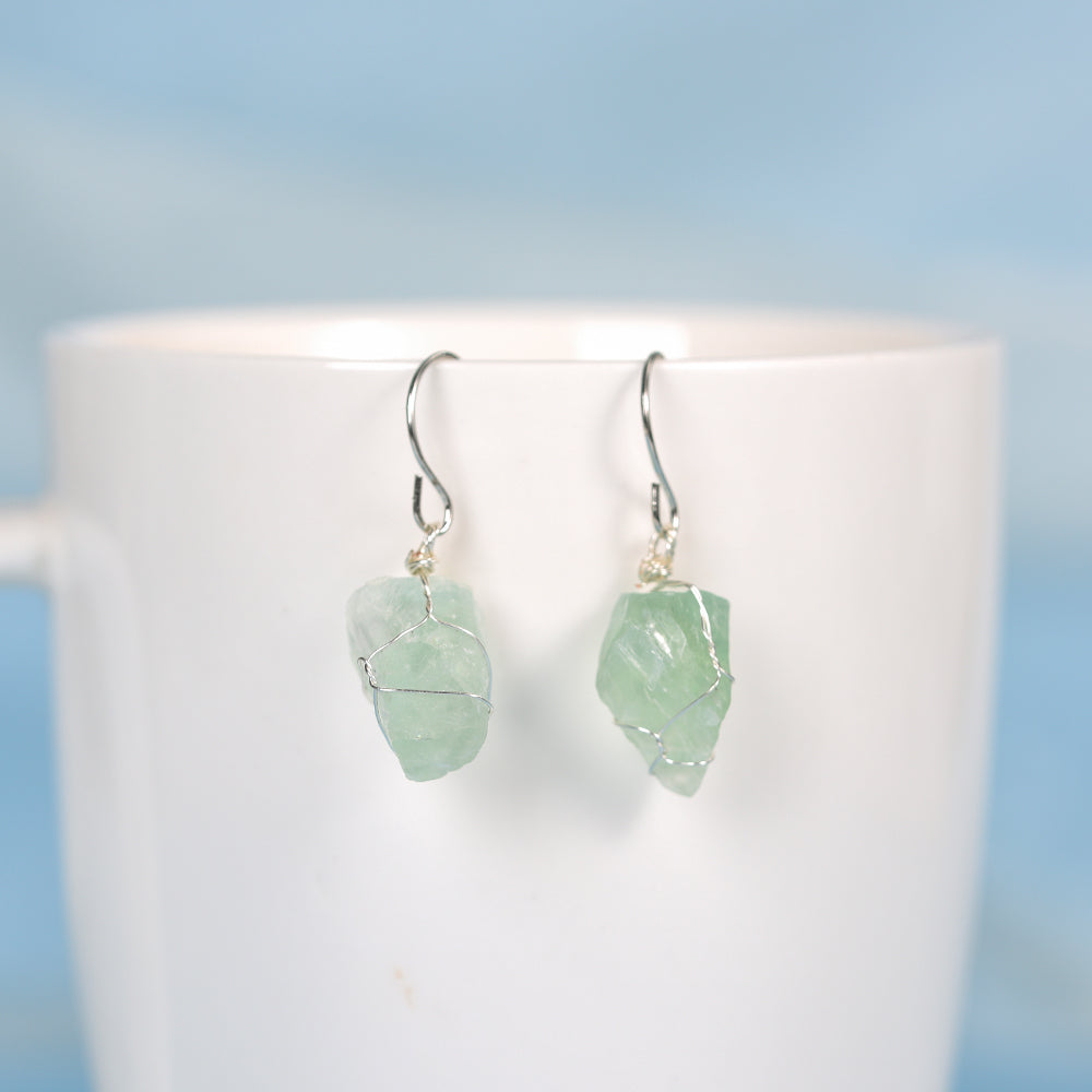 Natural crystal mixed with irregular rough stone earrings Creative simple ladies handmade earrings