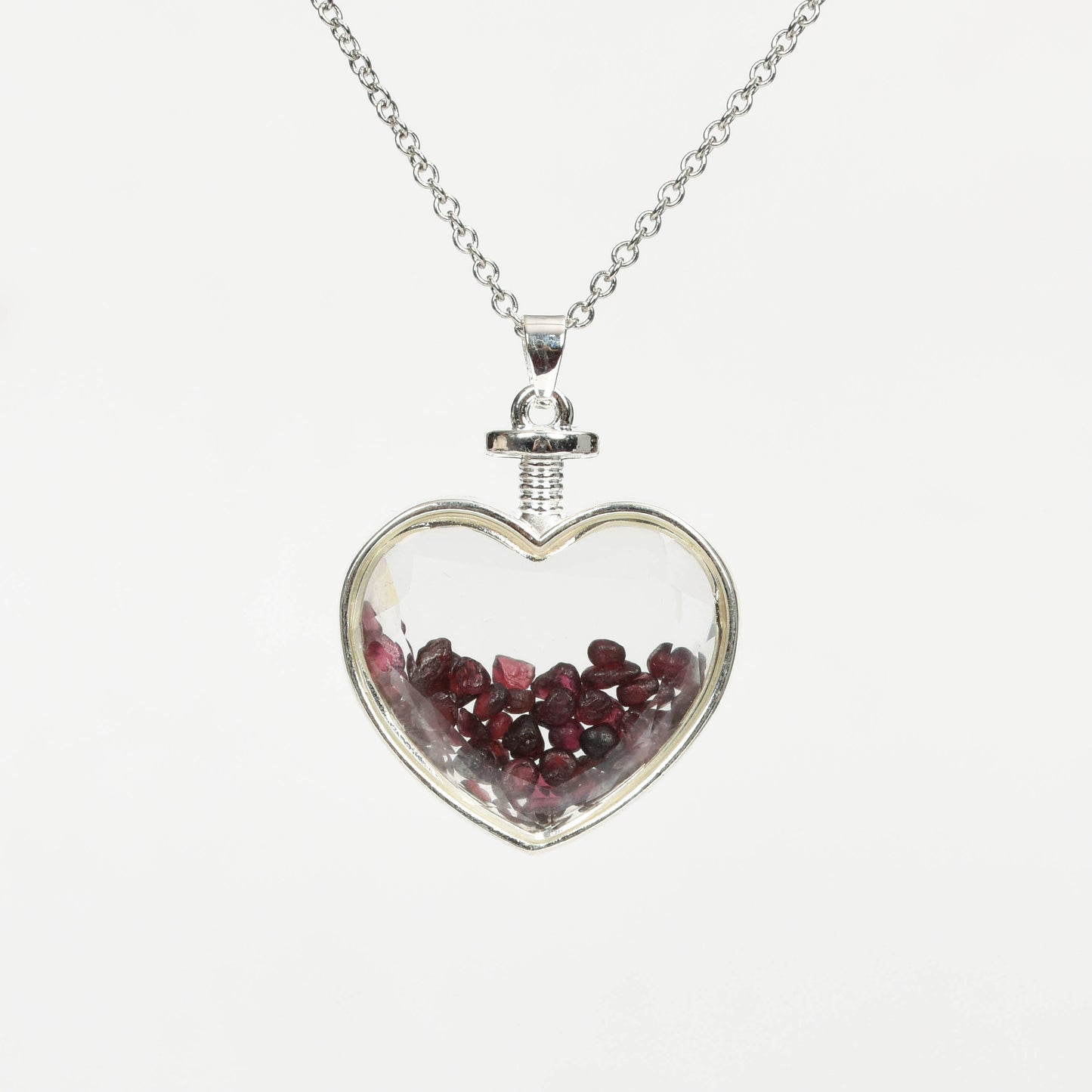 Glass heart necklace Drift Bottle Necklace Polished Gravel Crystal