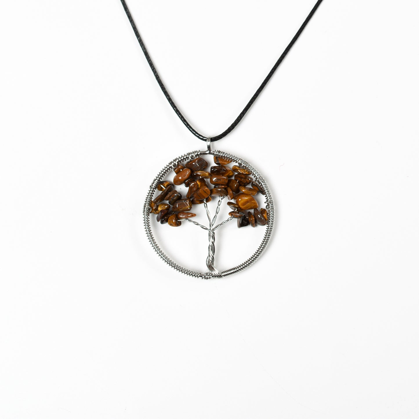 Natural crystal life tree pendant metal winding