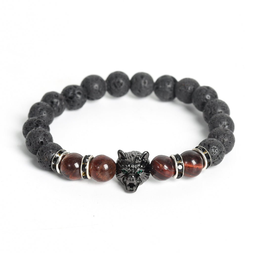 Volcanic stone lupus creative men's gift exquisite crystal creative Christmas bracelet trend high-grade sense bracelet