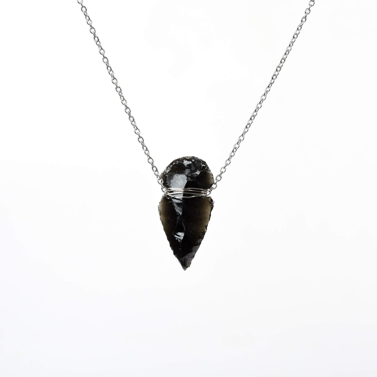 DIY Black Obsidian Pendant Wholesale Crystal Pendants Arrowhead Necklace