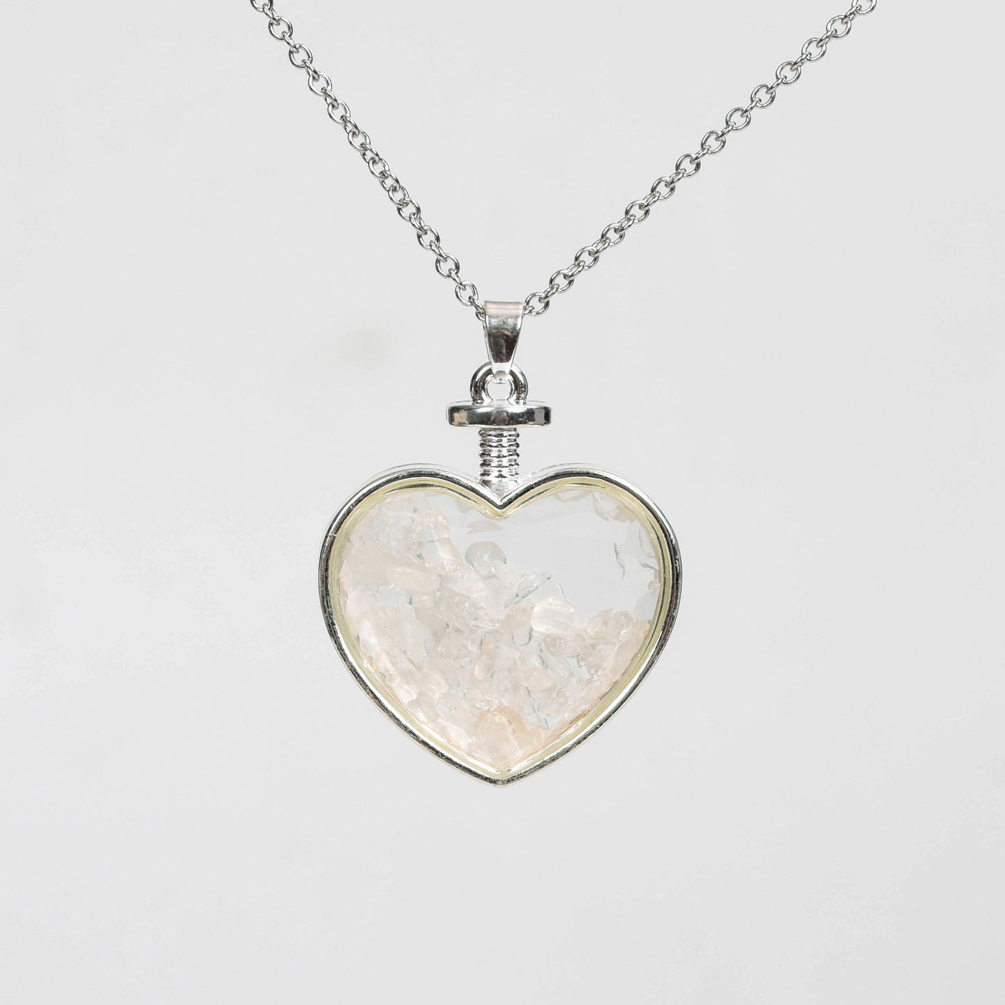 Glass heart necklace Drift Bottle Necklace Polished Gravel Crystal