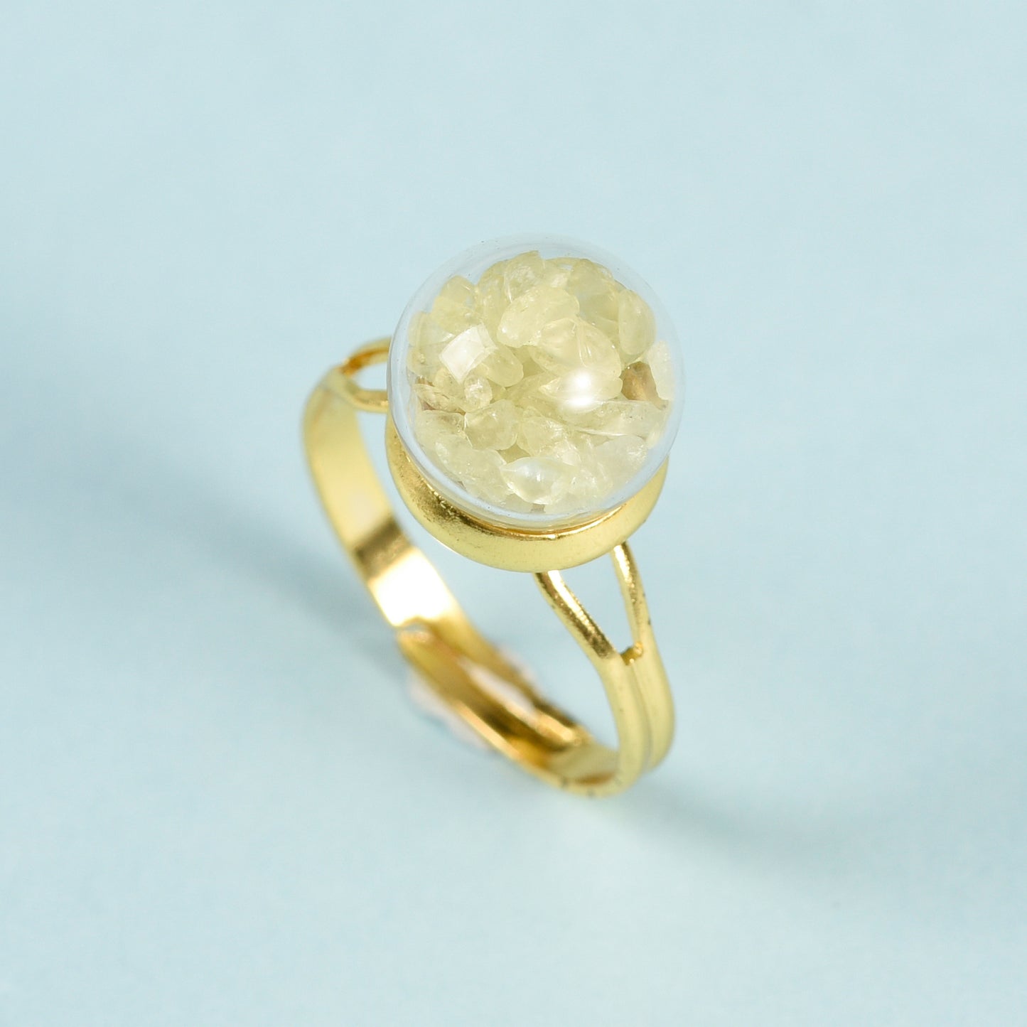 Glass ball ring crystal ring Natural stone Handmade Gravel