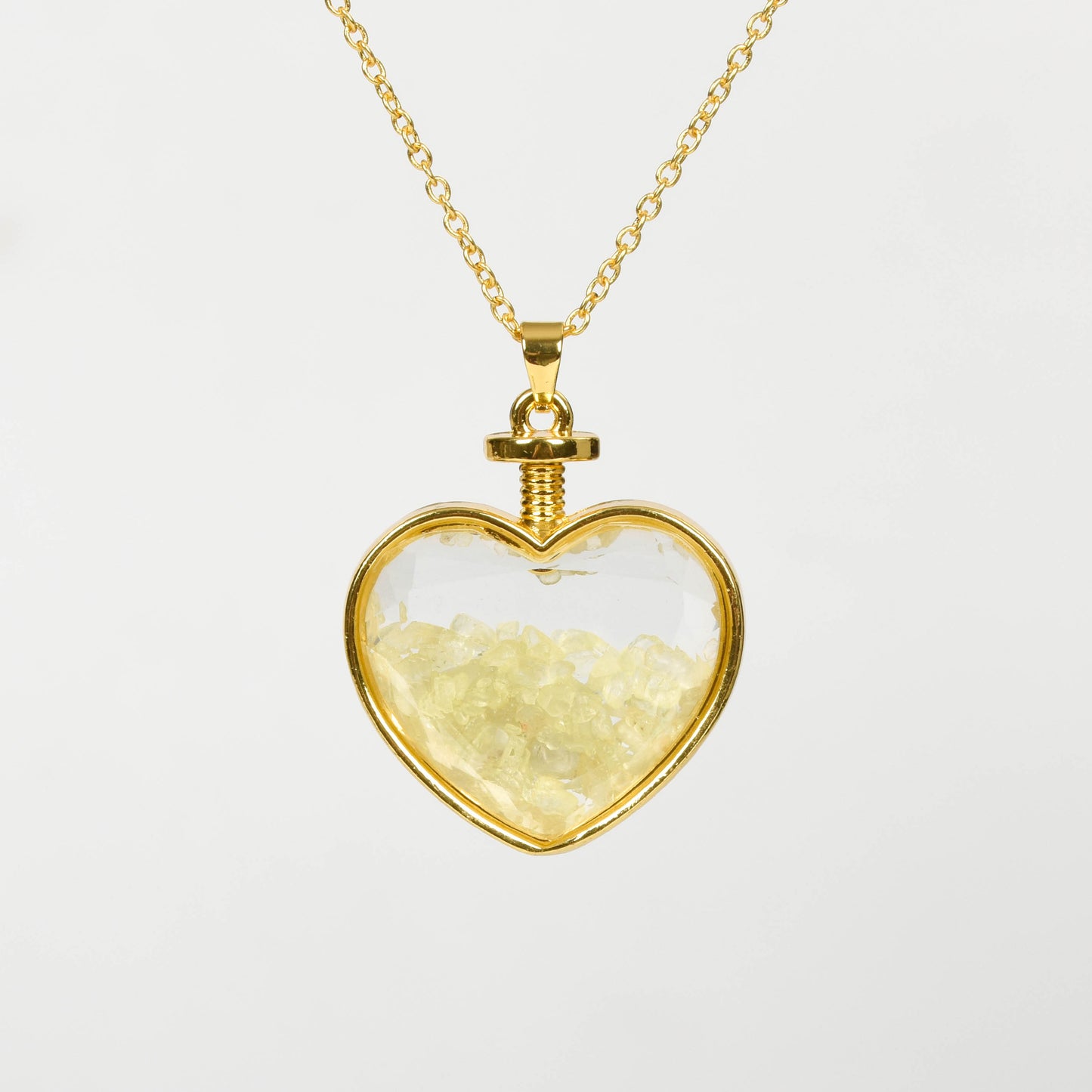 Glass heart necklace Drift Bottle Necklace Polished Gravel Crystal