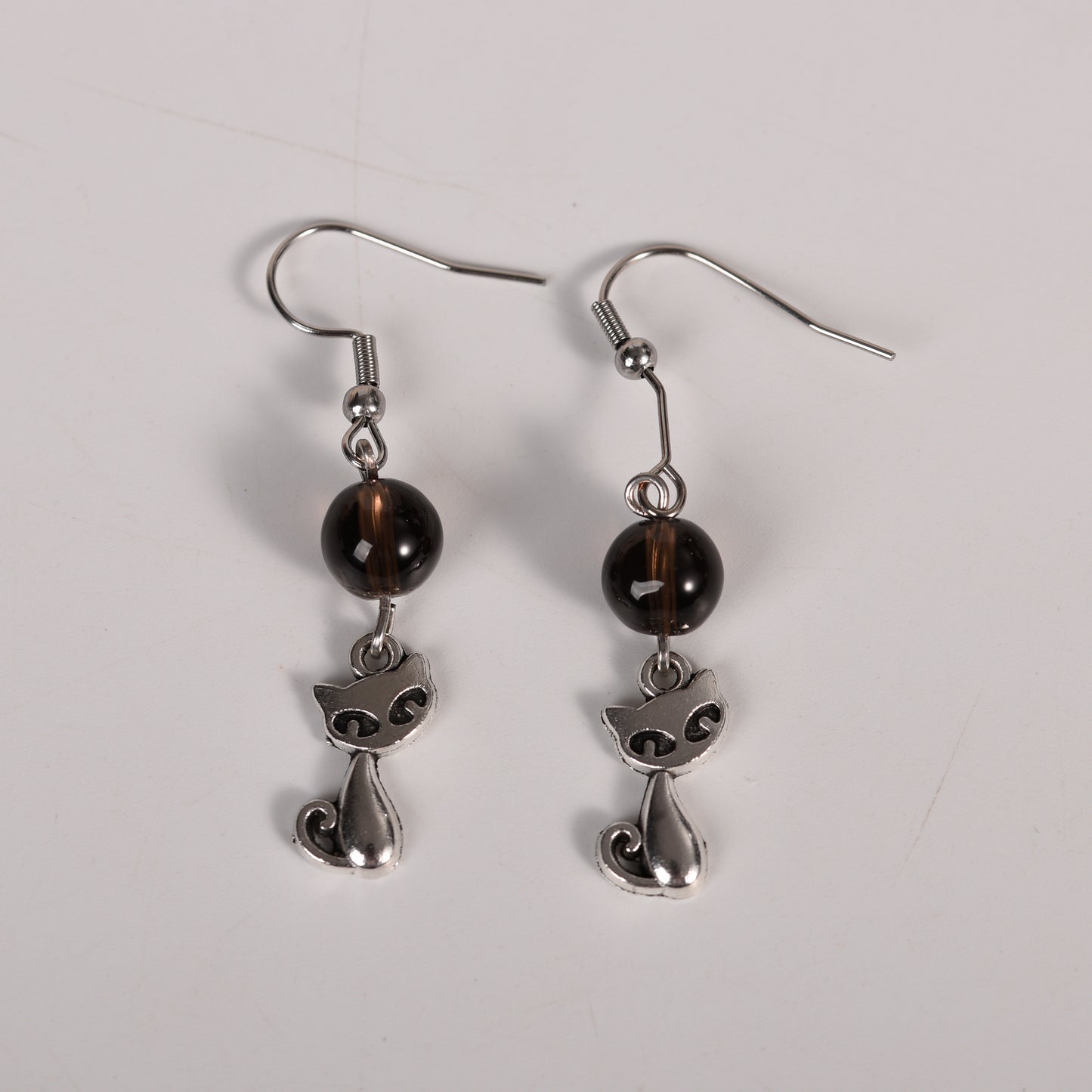 Natural Crystal Cat Earrings Silver Jewelry Create personalized