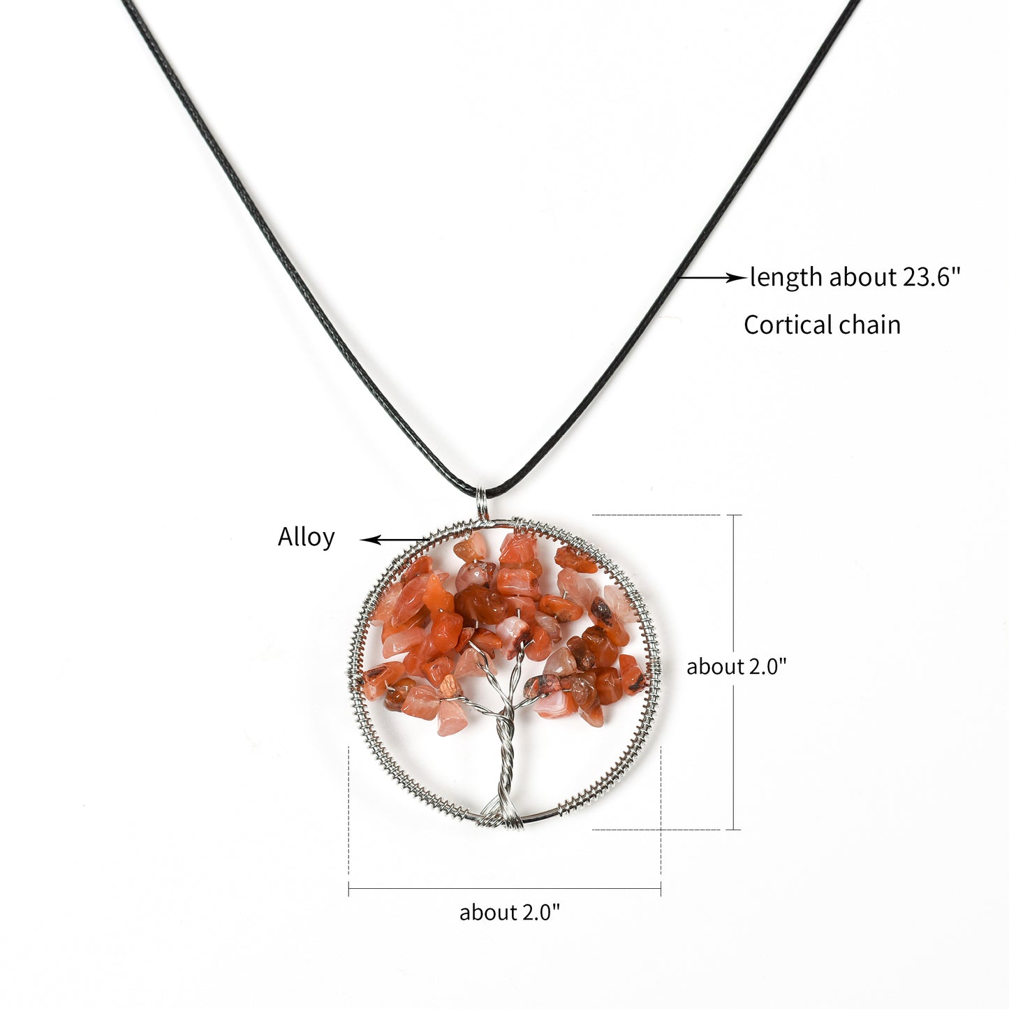 Natural crystal life tree pendant metal winding