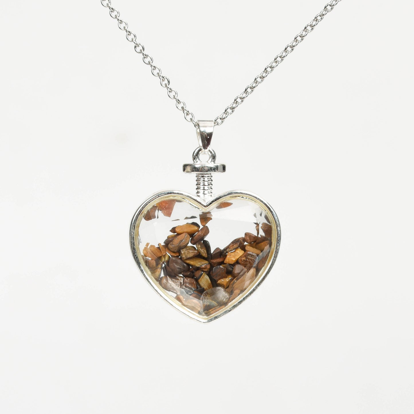 Glass heart necklace Drift Bottle Necklace Polished Gravel Crystal