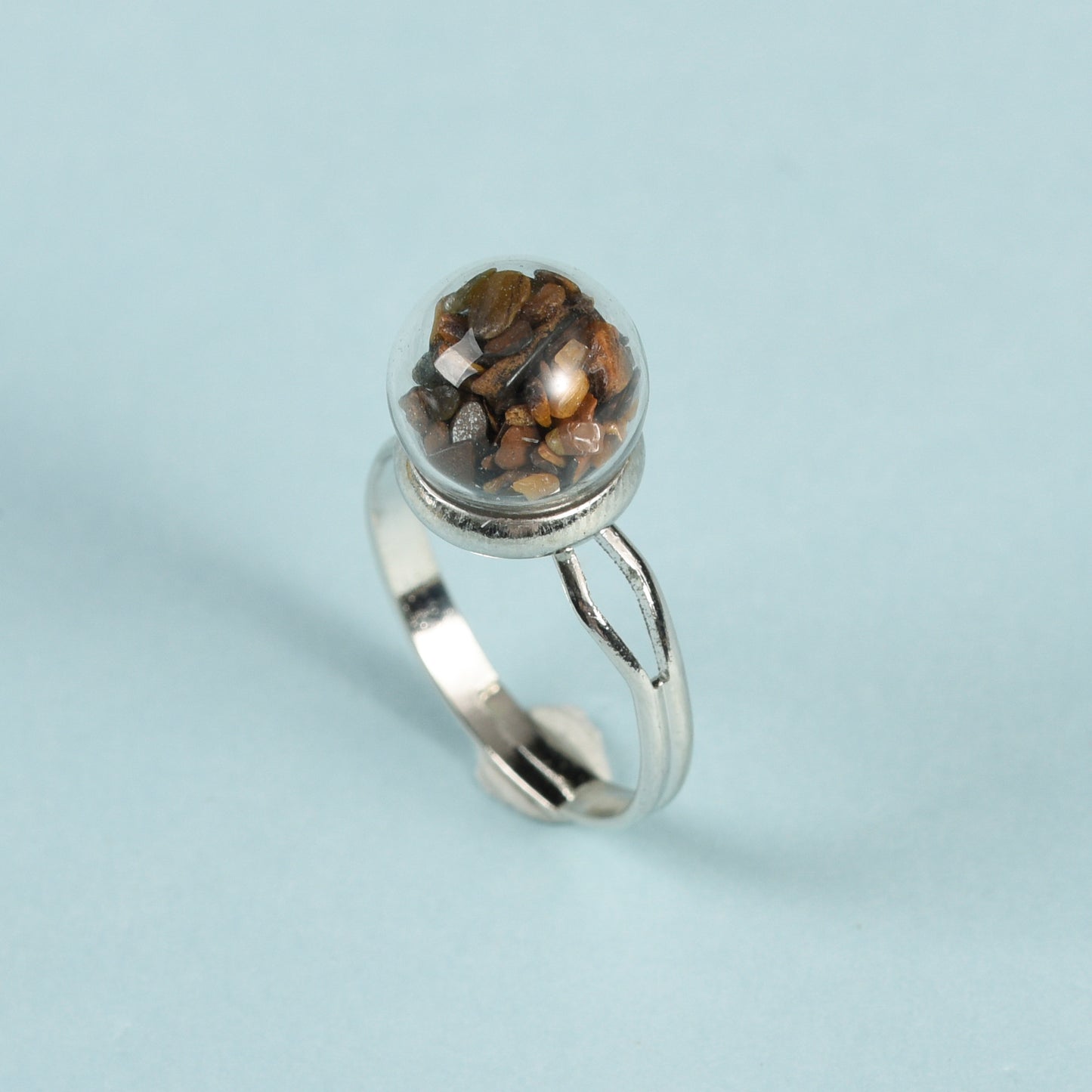 Glass ball ring crystal ring Natural stone Handmade Gravel