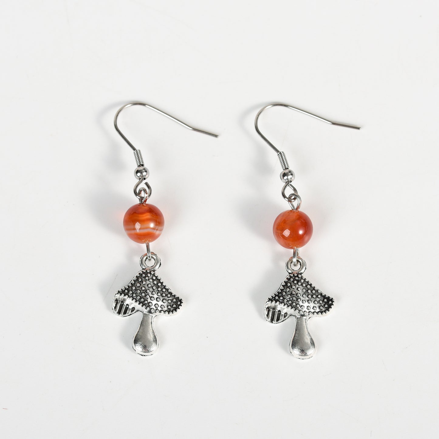 Natural Crystal Mushroom  Earrings Silver Fashion Wholesale Accessories