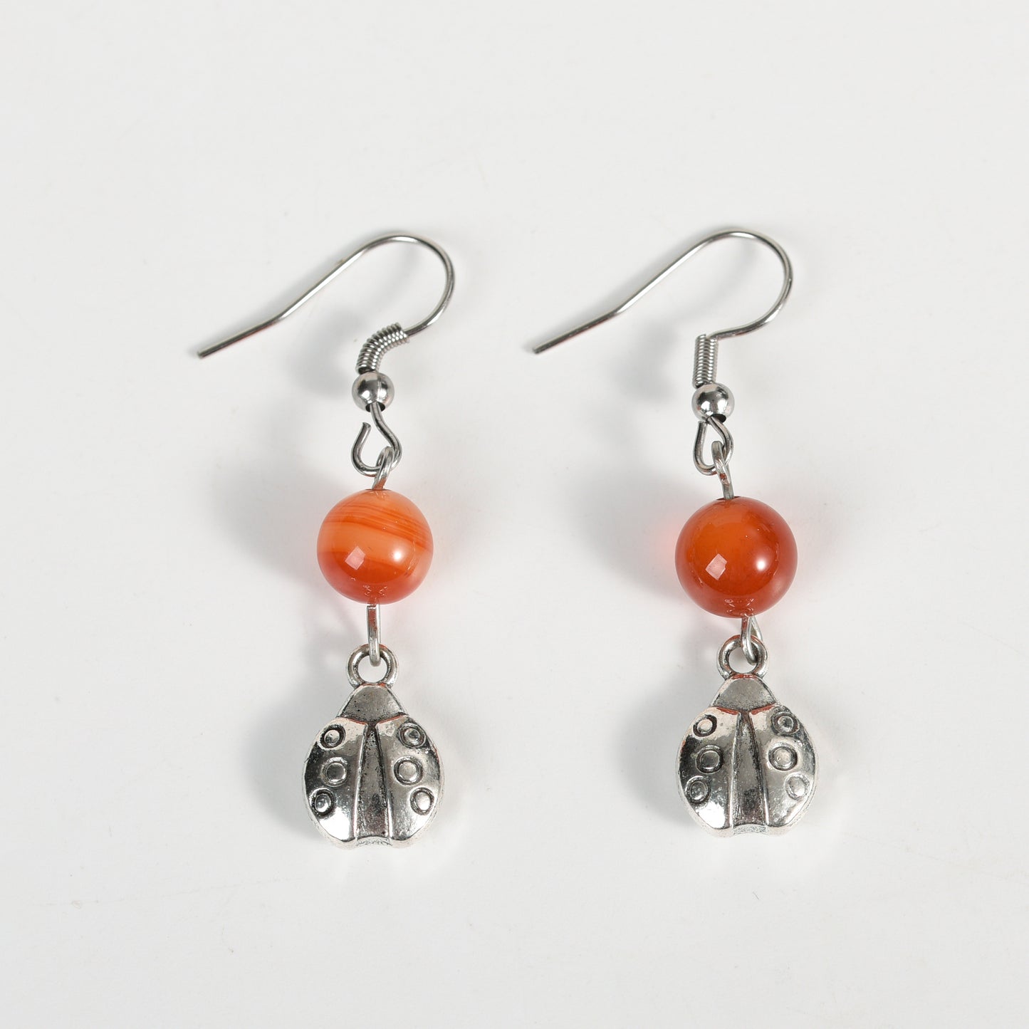 Natural crystal Ladybug Earrings Jewelry accessories gifts natural