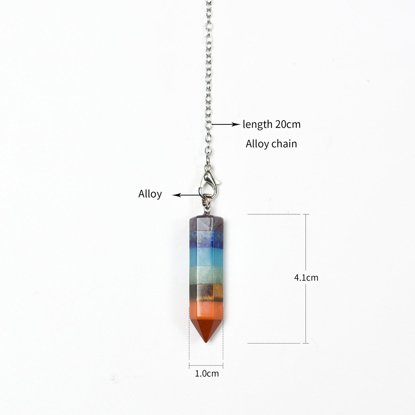 7 Chakra  Pendulum Reiki Chip Natural Stone Pendant