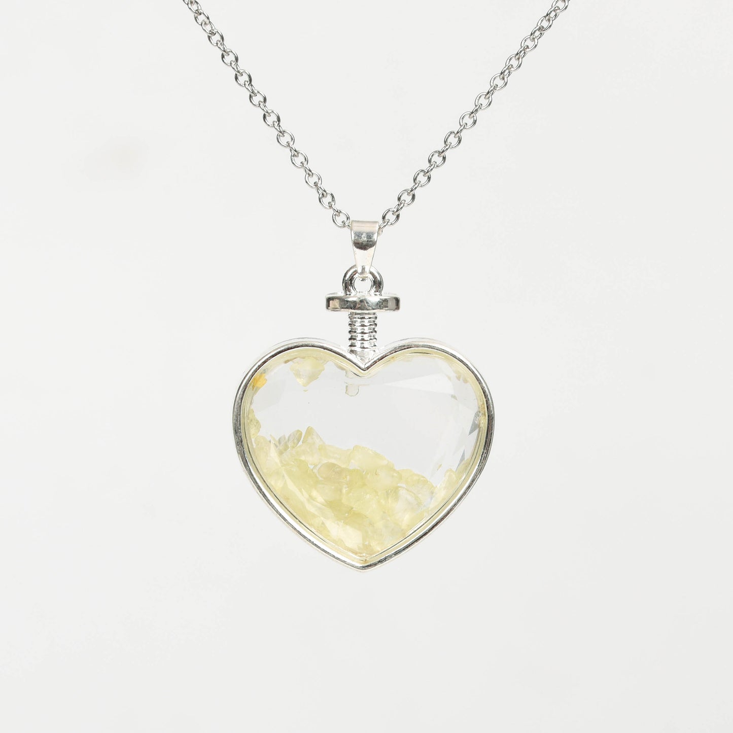 Glass heart necklace Drift Bottle Necklace Polished Gravel Crystal