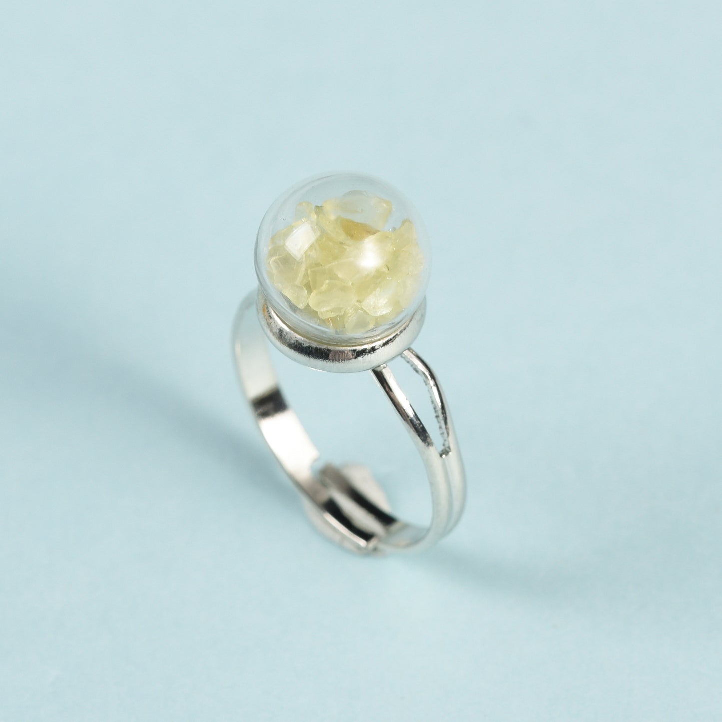 Glass ball ring crystal ring Natural stone Handmade Gravel