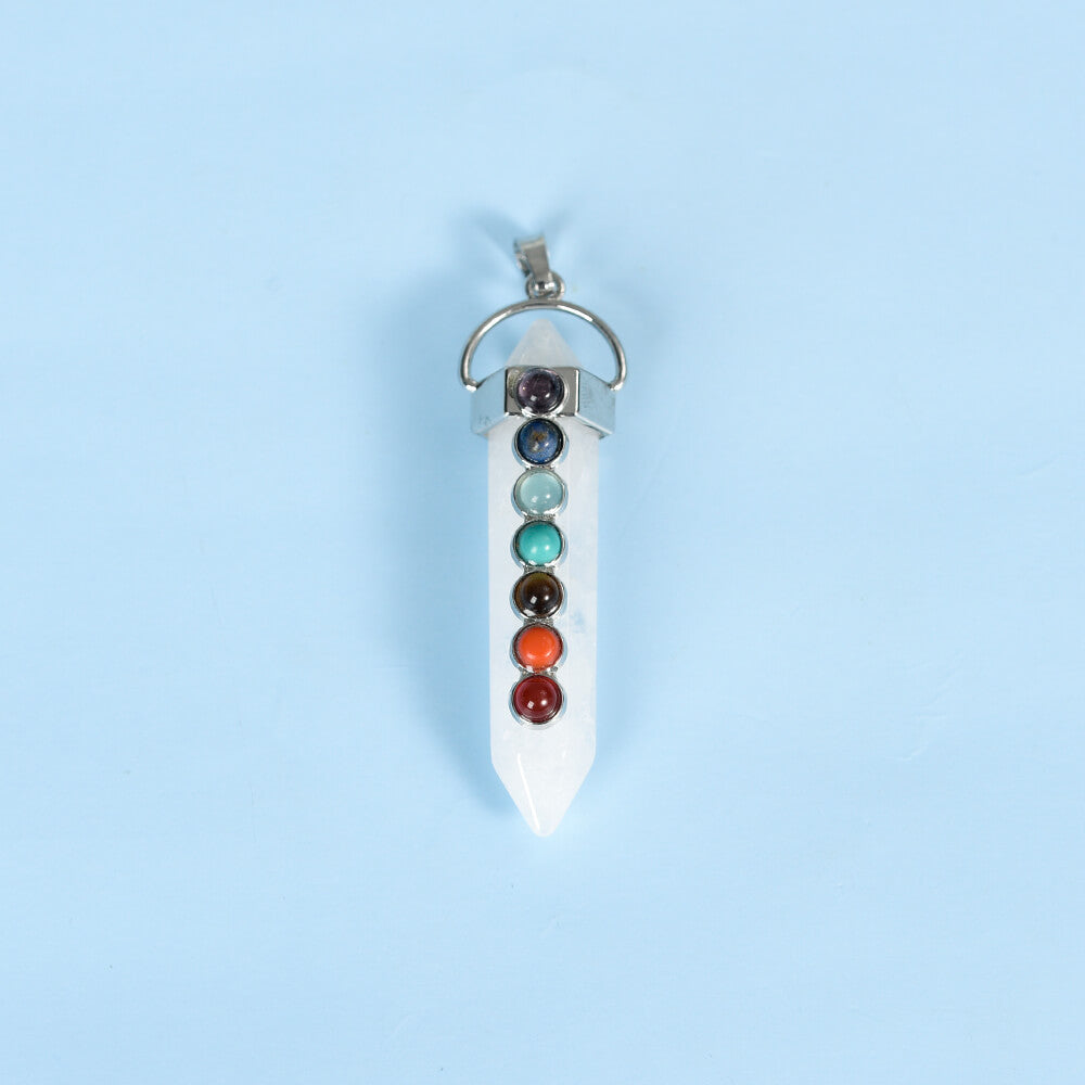 Seven-color double-tipped hexagonal column pendant Crystal