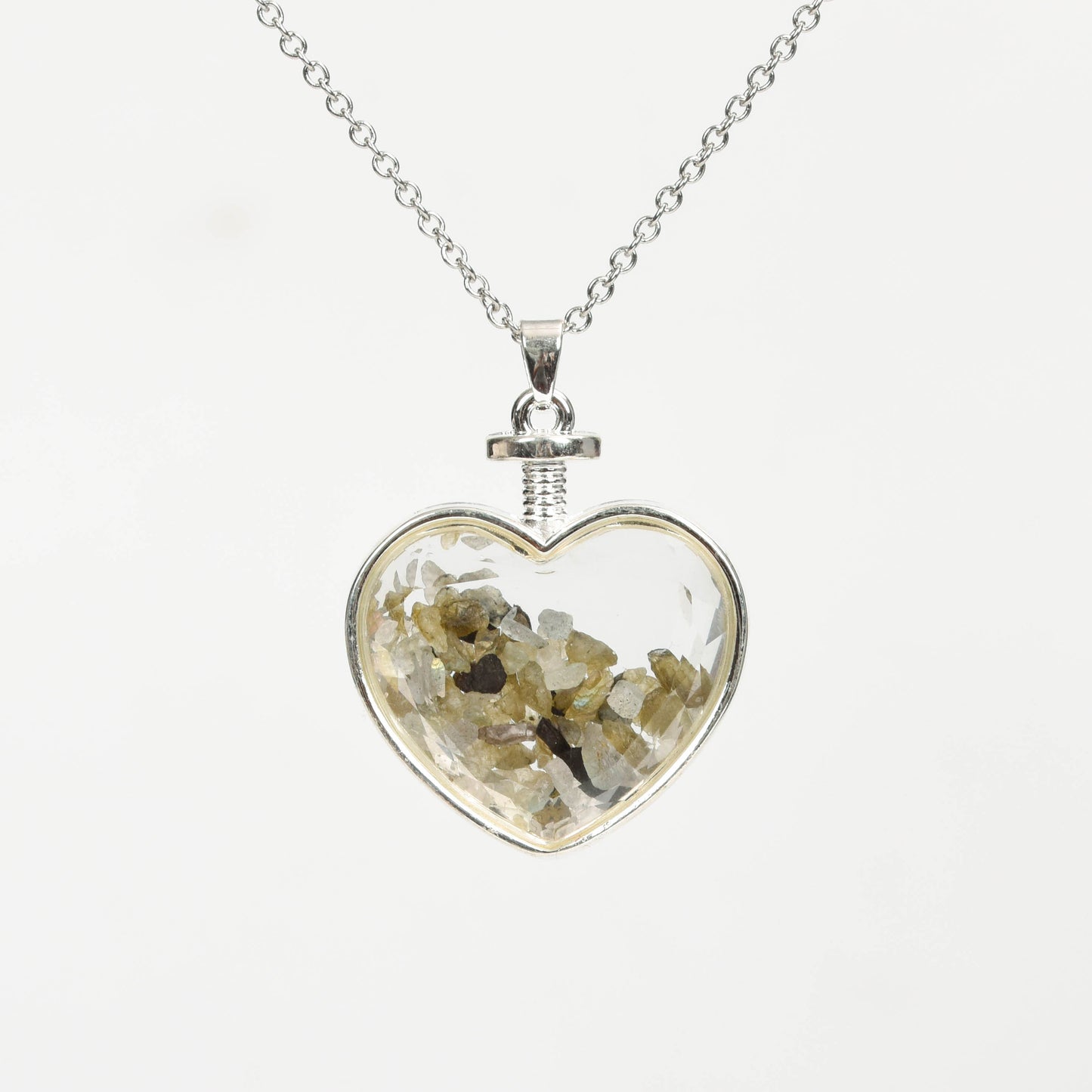 Glass heart necklace Drift Bottle Necklace Polished Gravel Crystal