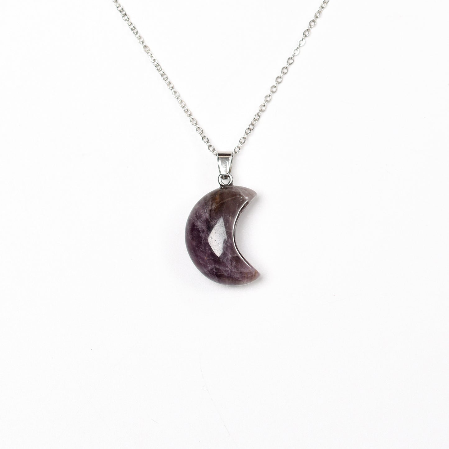 Natural Stone Crescent Moon Necklace for Women Girls