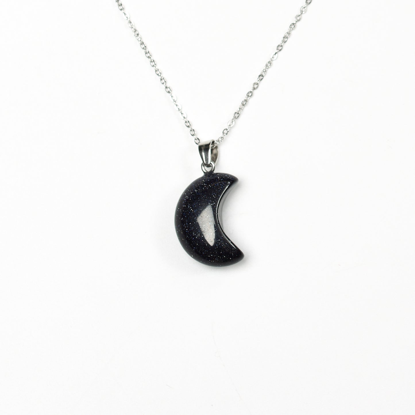 Natural Stone Crescent Moon Necklace for Women Girls