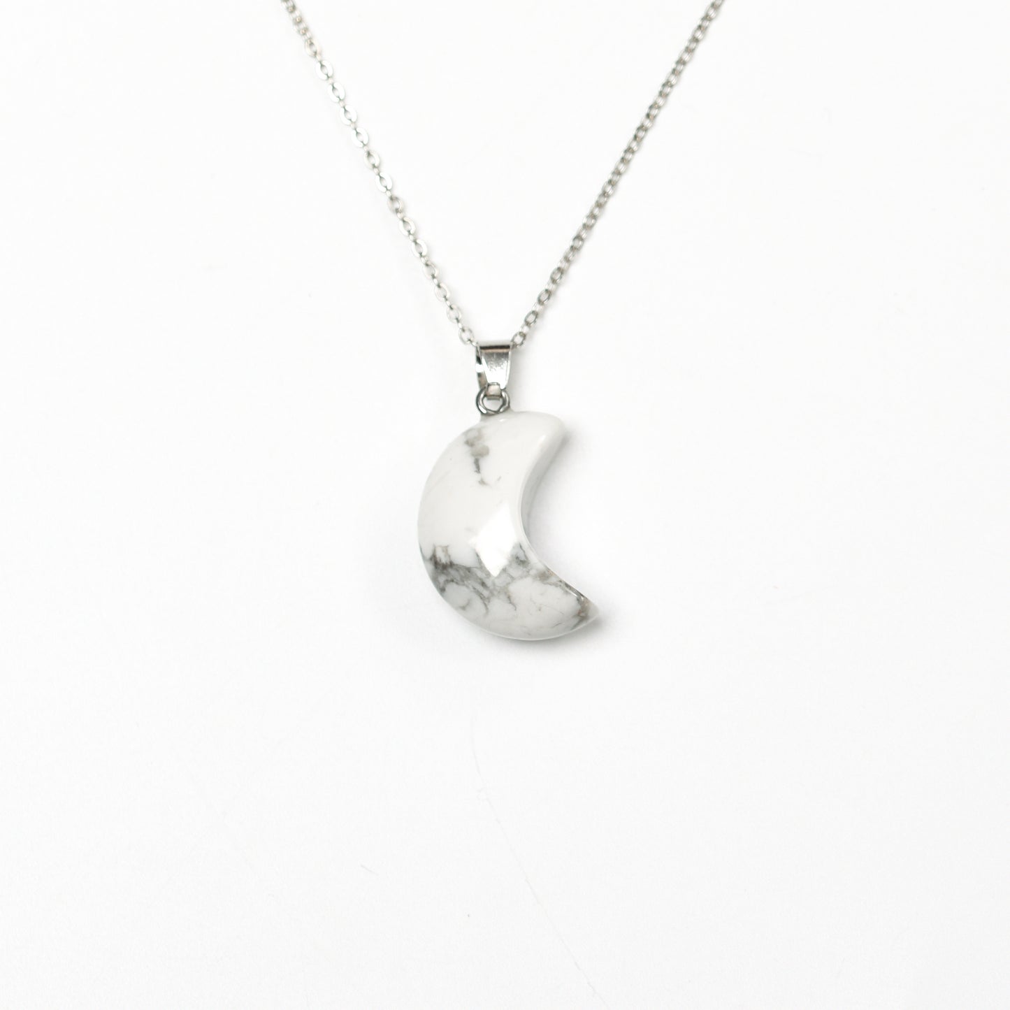 Natural Stone Crescent Moon Necklace for Women Girls