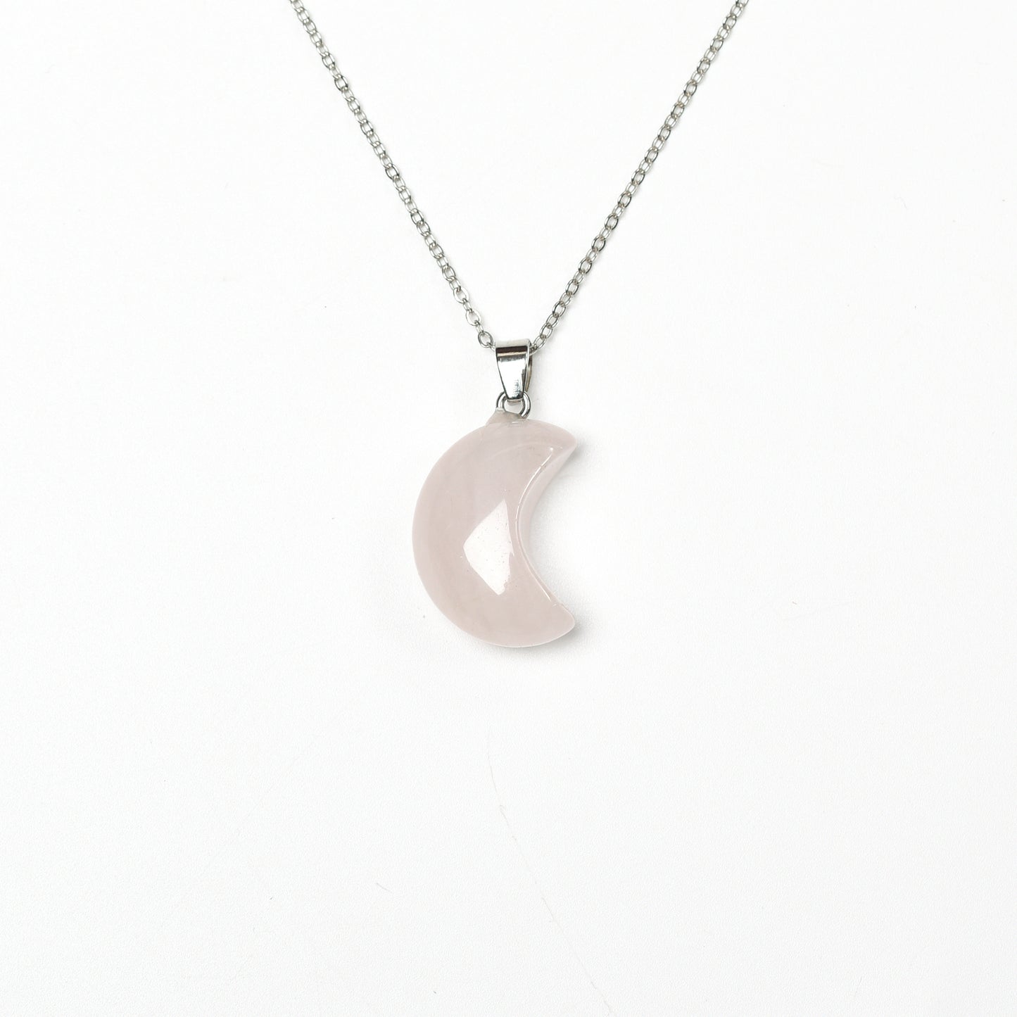 Natural Stone Crescent Moon Necklace for Women Girls