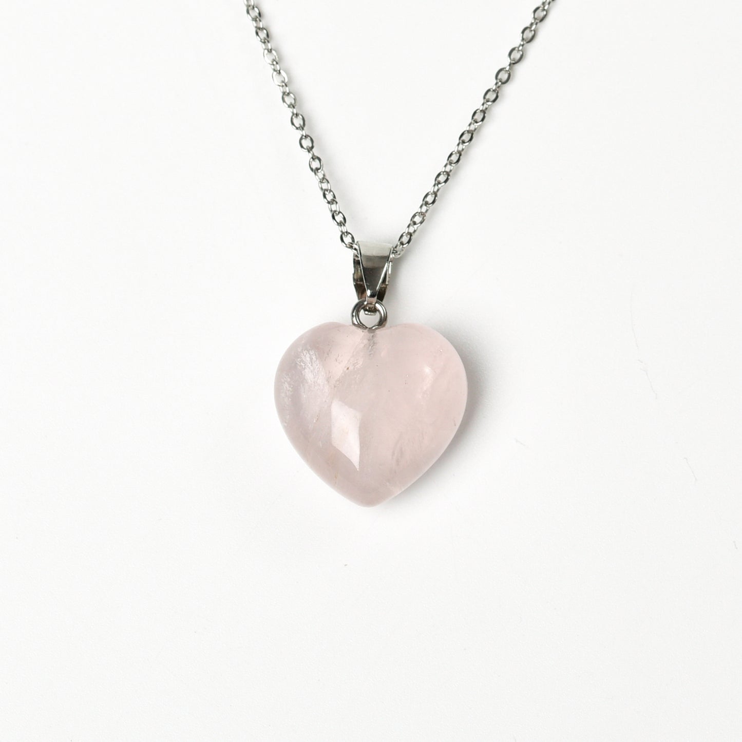 Natural Crystal Heart-Shaped Pendant Necklace Necklace Silver chain