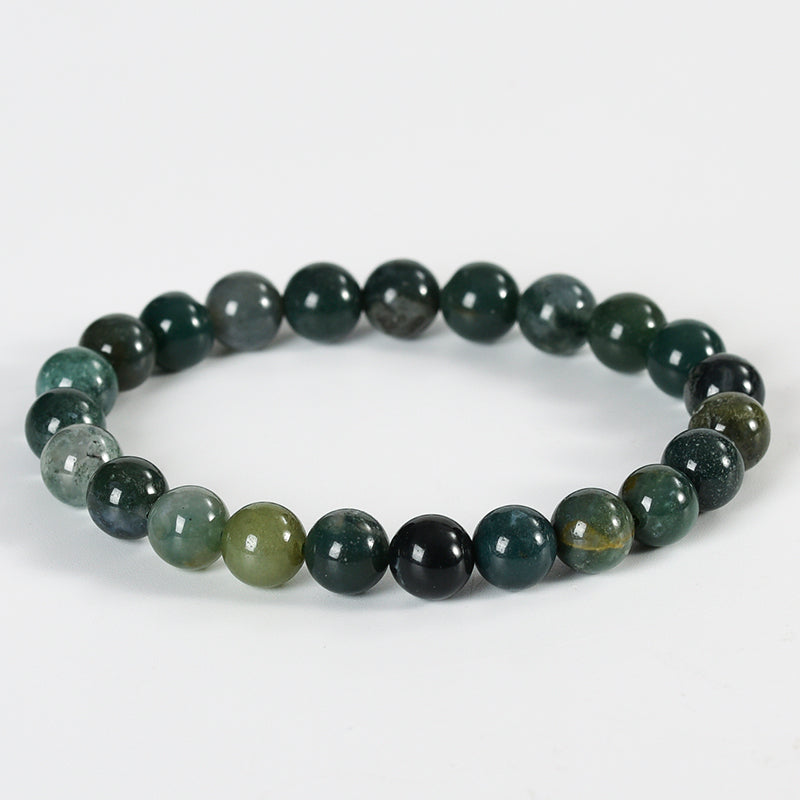 Natural 8mm crystal hand string stone beaded bracelet Colorful crystal Green Dongling agate pine stone Bracelet Accessory batch