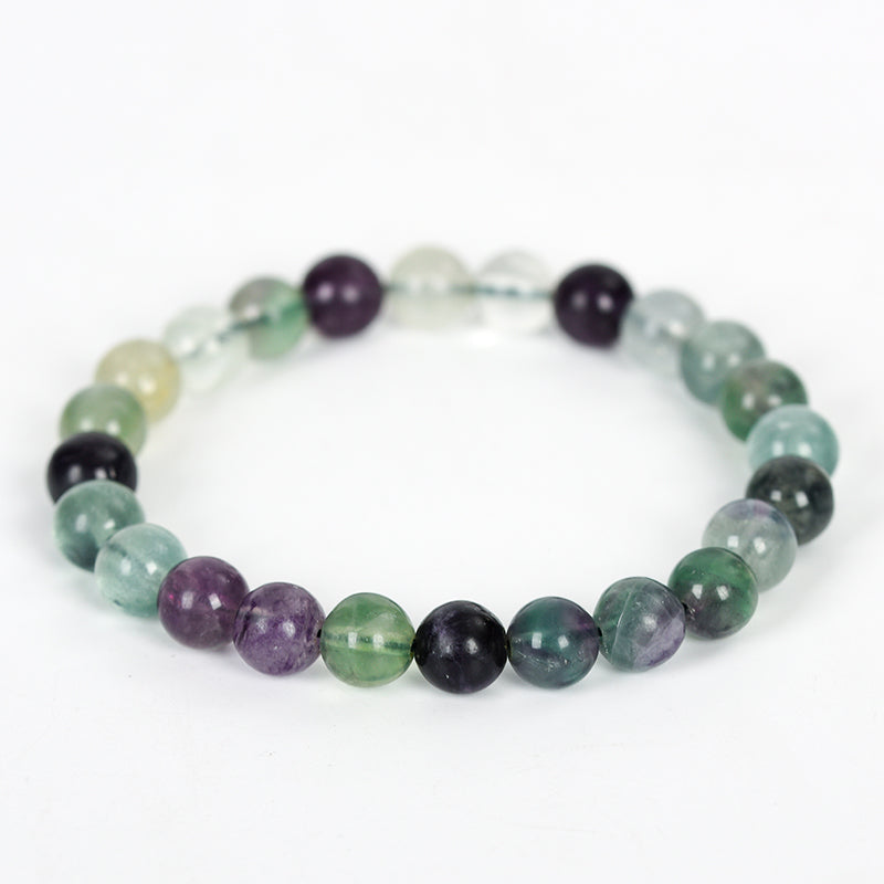 Natural 8mm crystal hand string stone beaded bracelet Colorful crystal Green Dongling agate pine stone Bracelet Accessory batch