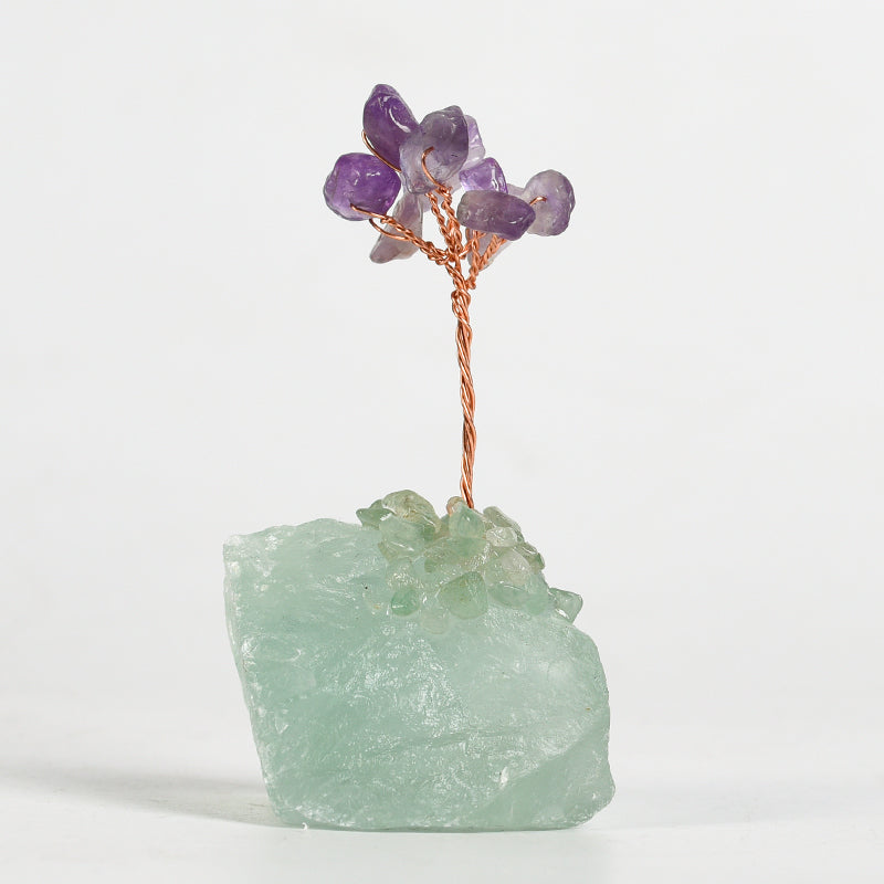 Crystal Money Tree Raw stone Fortune Ornaments Home Living Room Fluorite