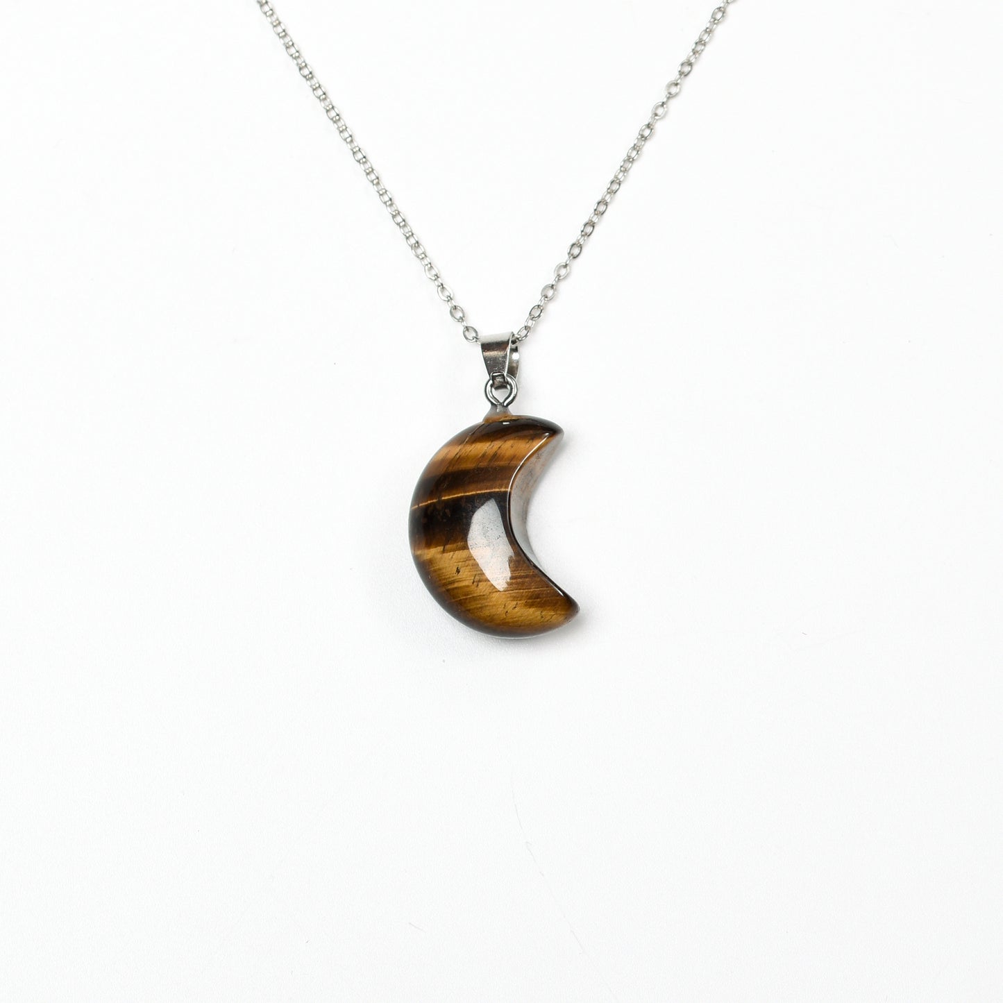 Natural Stone Crescent Moon Necklace for Women Girls