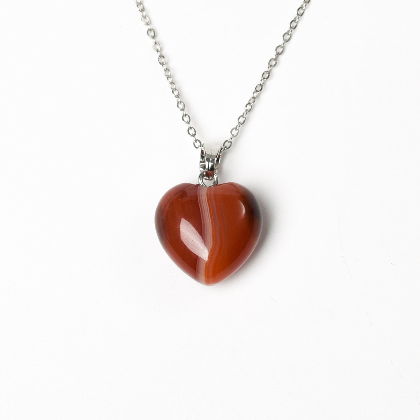 Natural Crystal Heart-Shaped Pendant Necklace Necklace Silver chain