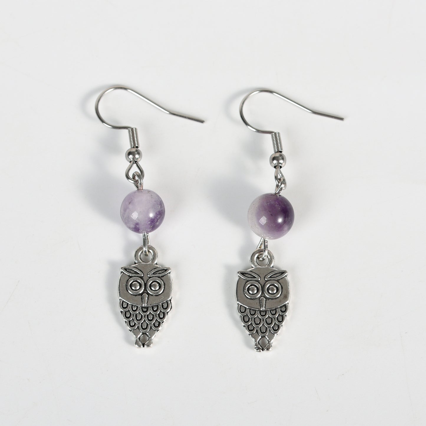 Sunnycrystal Natural Crystal Owl  Earrings Silver Fashion Wholesale