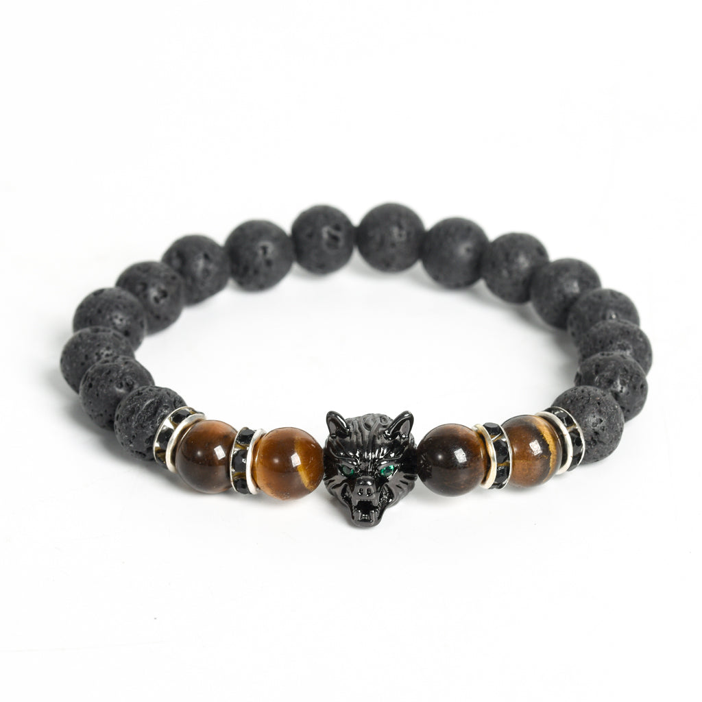 Volcanic stone lupus creative men's gift exquisite crystal creative Christmas bracelet trend high-grade sense bracelet