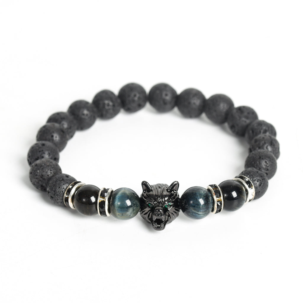 Volcanic stone lupus creative men's gift exquisite crystal creative Christmas bracelet trend high-grade sense bracelet